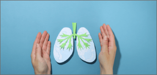 manos mostrando diagrama de pulmones